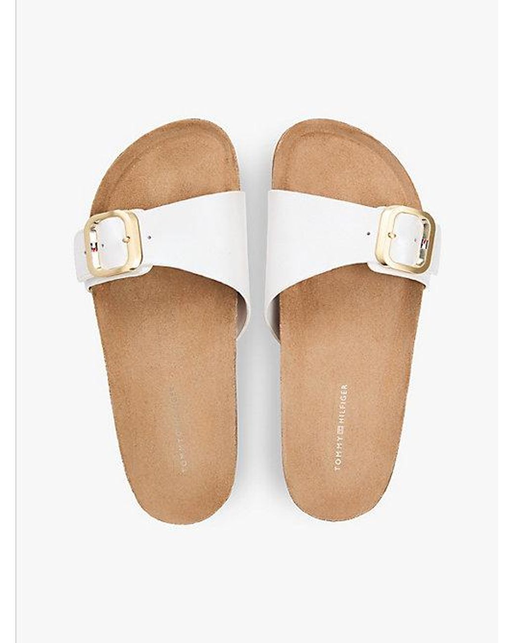 Tommy Hilfiger White Cork Footbed Slip-On Sandals