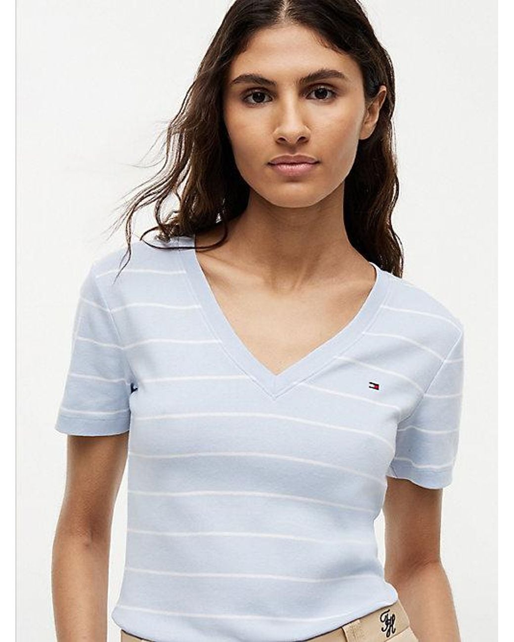 Tommy Hilfiger Blue Slim V-Neck T-Shirt