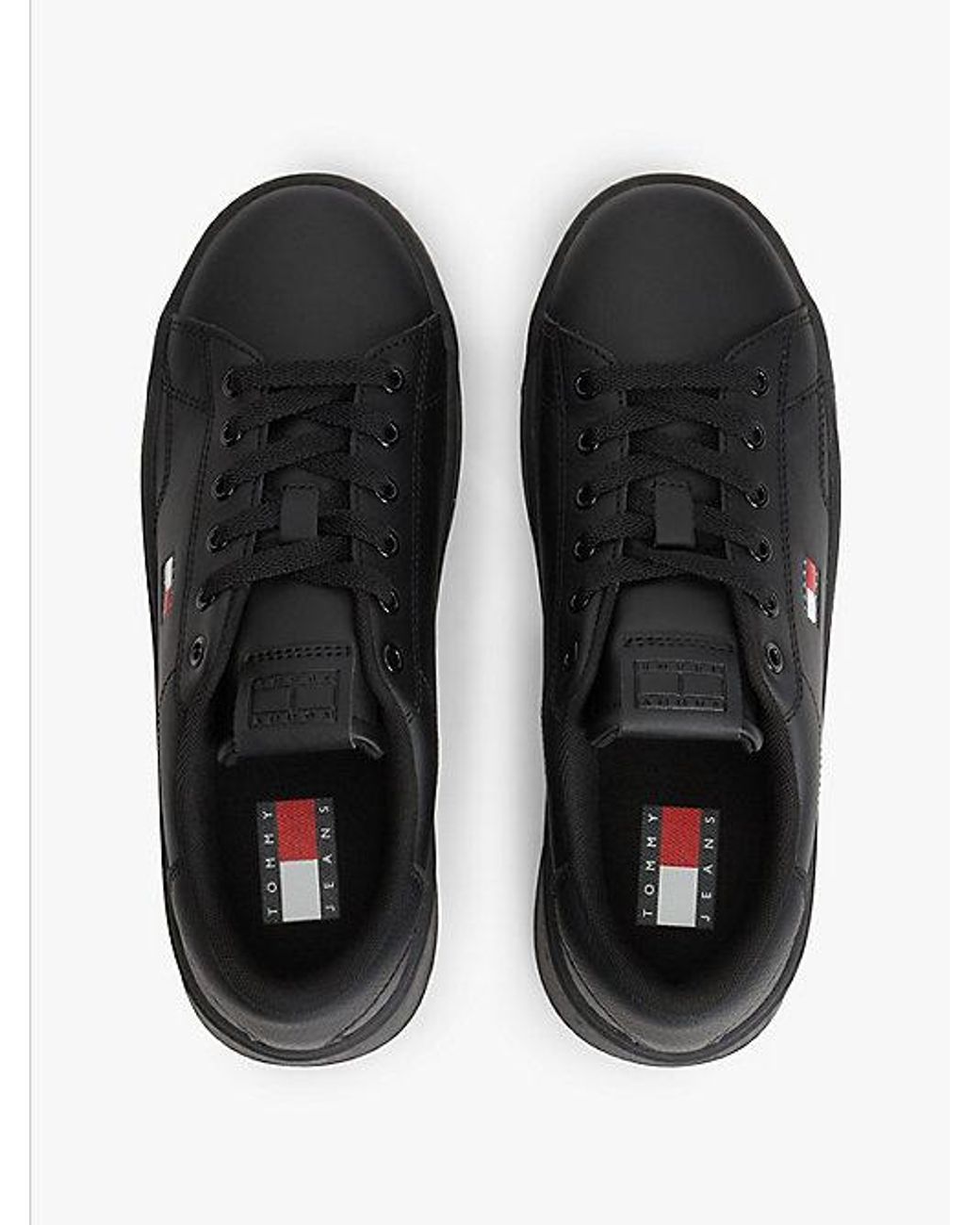 Tommy Hilfiger Black Platform Cupsole Trainers With Leather