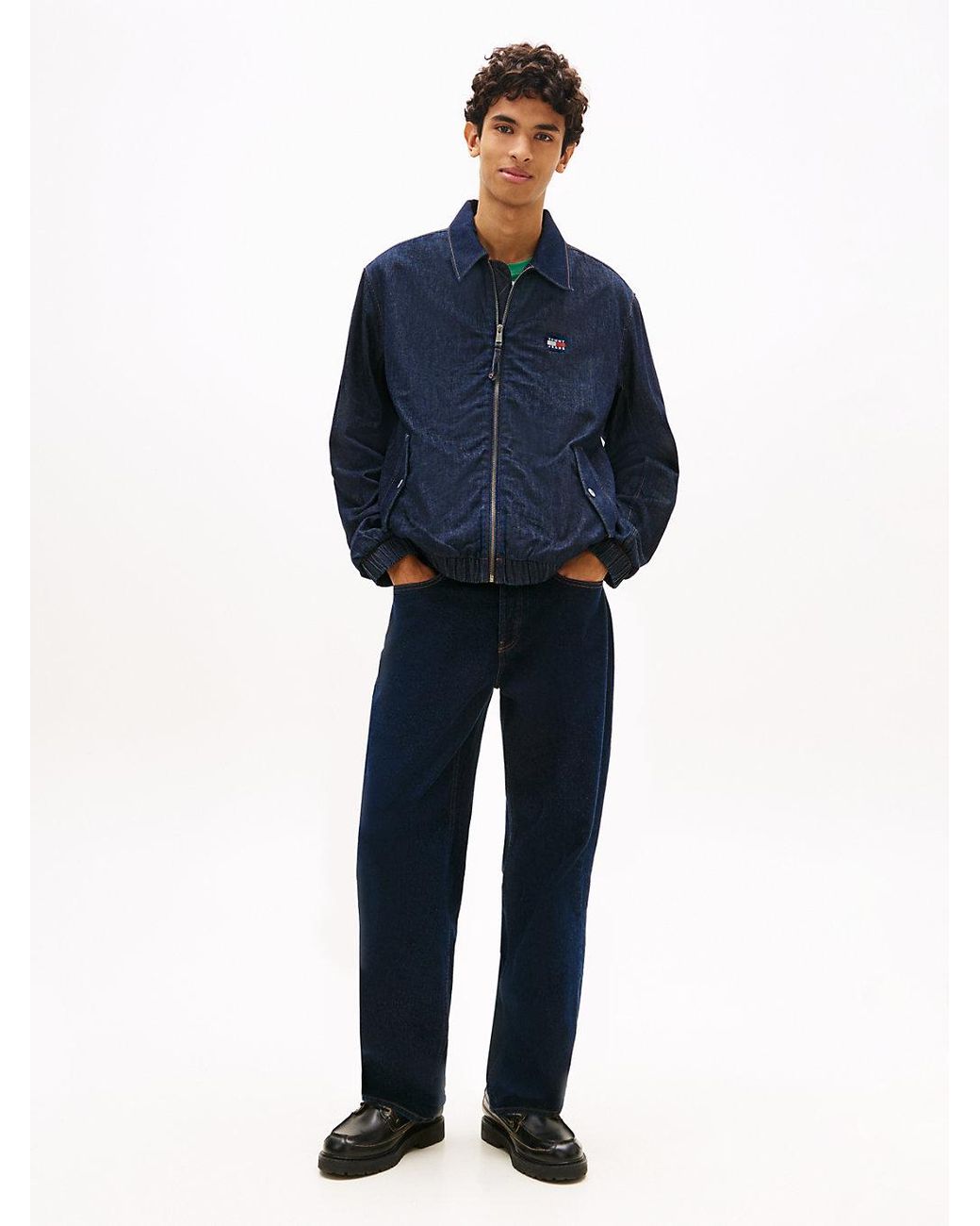 Tommy Hilfiger Blue Chambray Denim Harrington Jacket for men