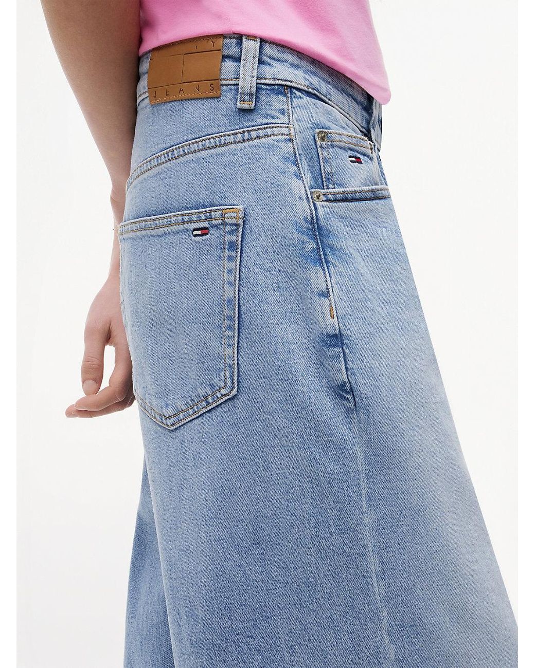 Tommy Hilfiger Red Mid Rise Loose Wide Leg Jeans