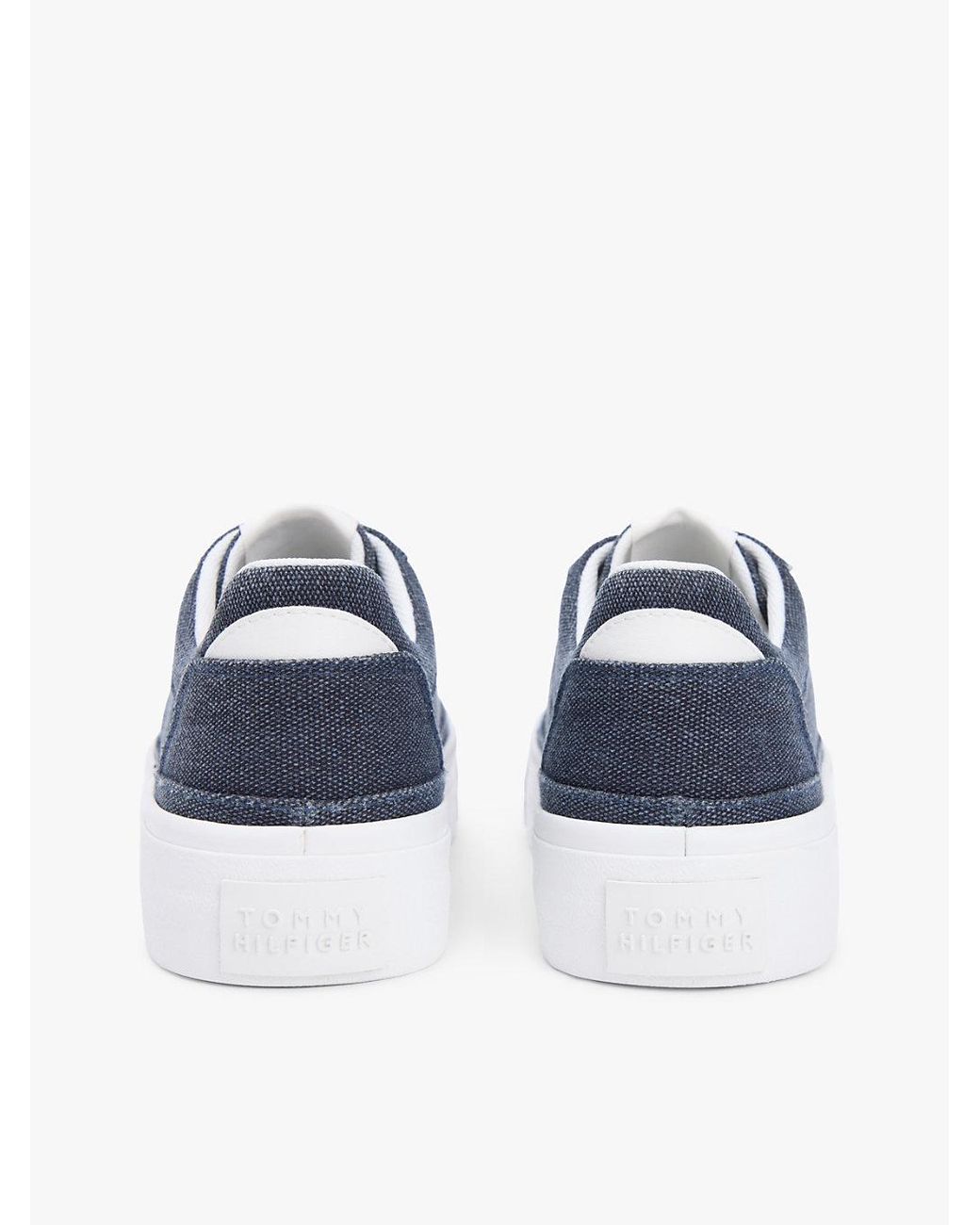 Tommy Hilfiger White Washed Canvas Platform Trainers