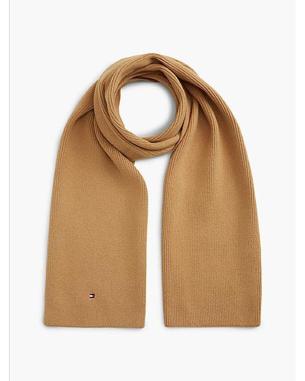 Tommy Hilfiger Natural Hilfiger Flag Knit Scarf With Wool