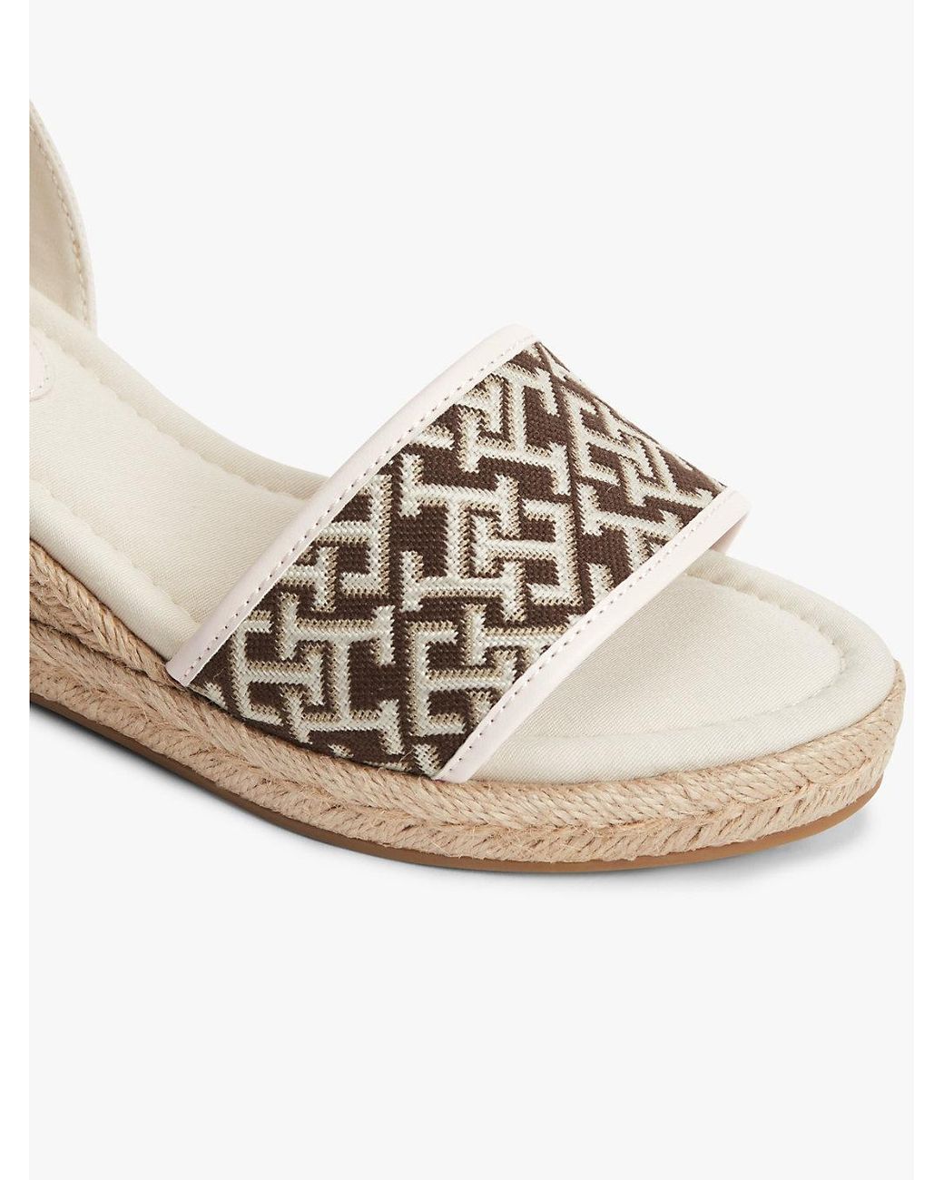 Tommy Hilfiger Natural Logo Plaque Jacquard Wedge Heel Espadrilles