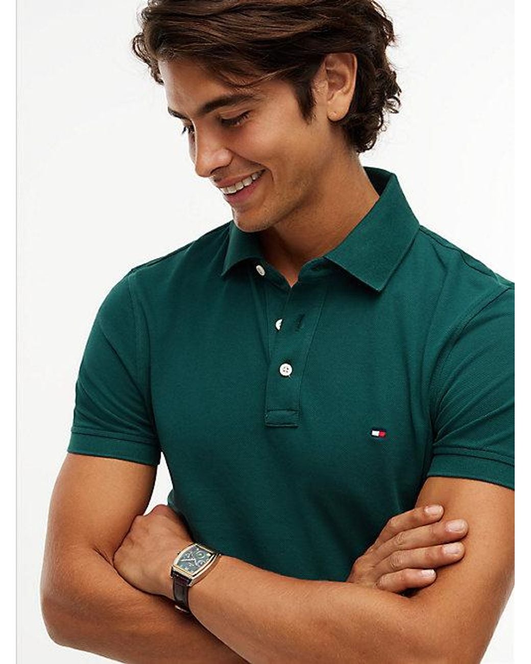 Tommy Hilfiger Green 1985 Slim Fit Pique Polo Shirt for men