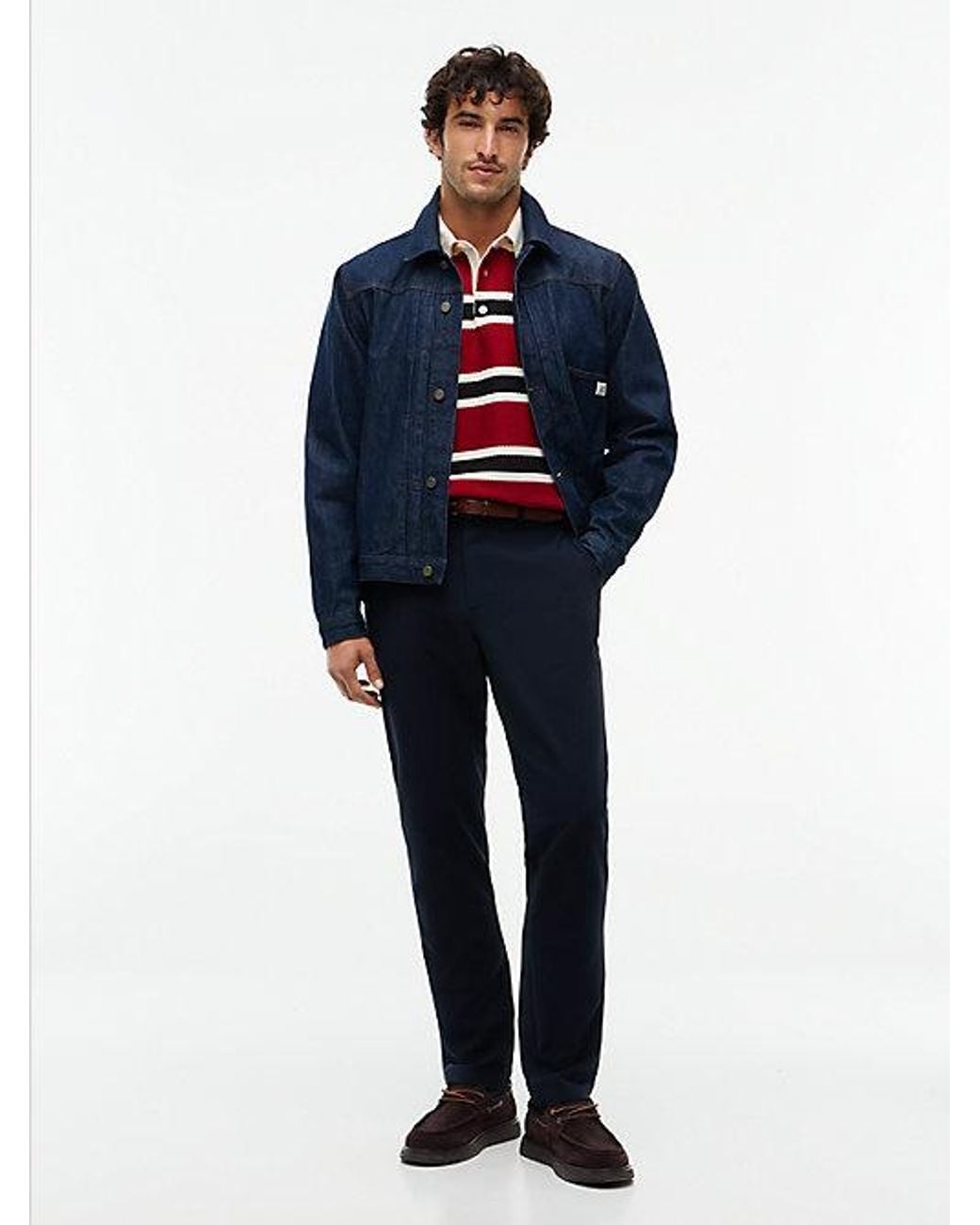 Tommy Hilfiger Blue Denton Slim Straight Elasticated Waist Chinos for men