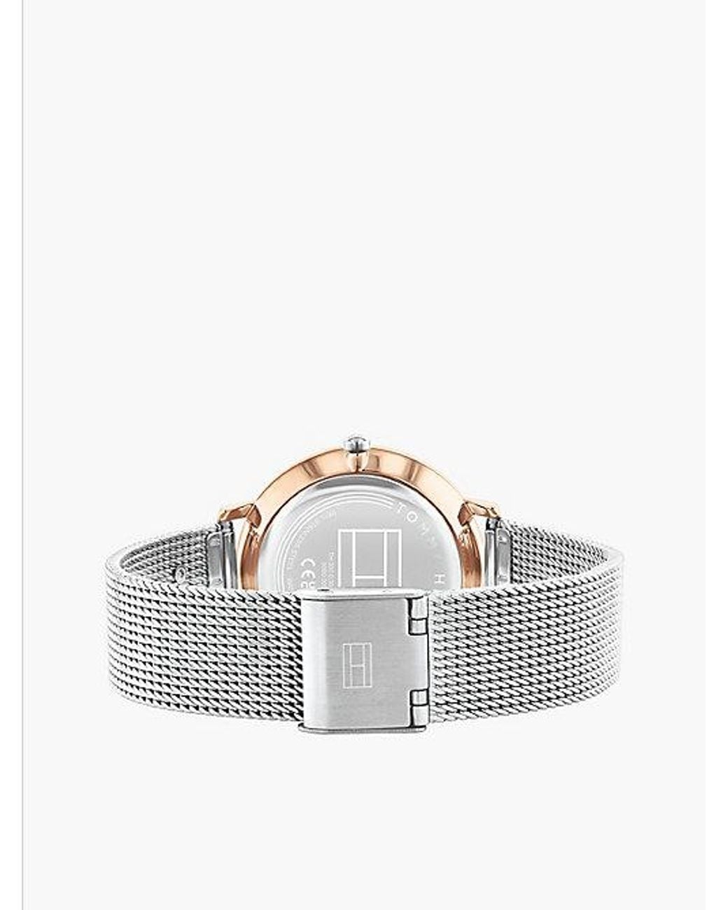 Tommy Hilfiger Metallic Th Monogram Two Tone Mesh Strap Watch