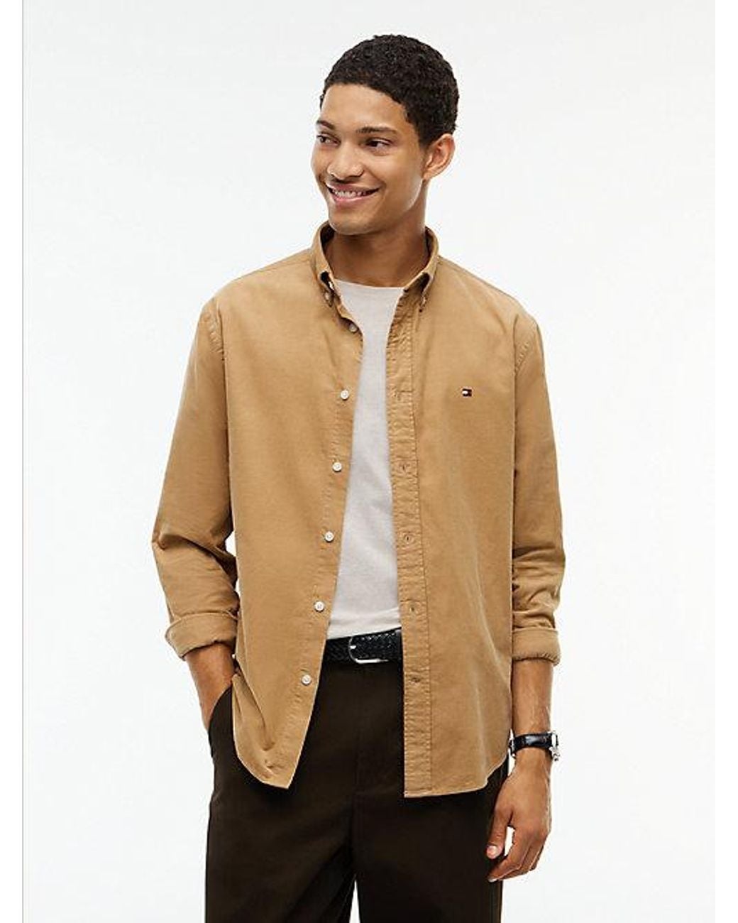 Tommy Hilfiger Natural Regular Fit Fine Corduroy Shirt for men