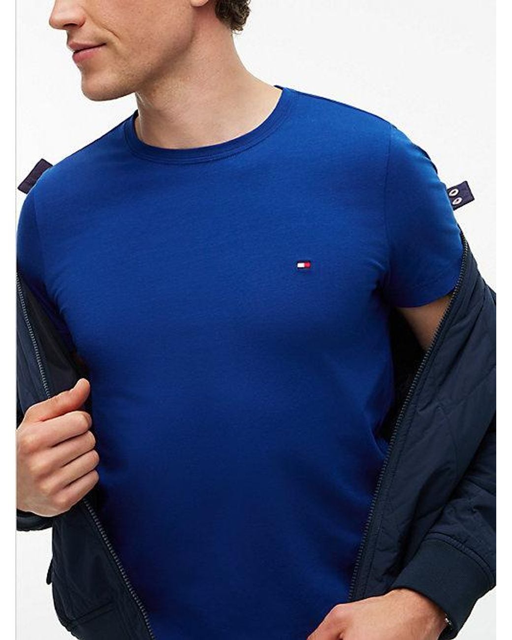 Tommy Hilfiger Blue Flag Embroidery Slim Jersey T-Shirt for men