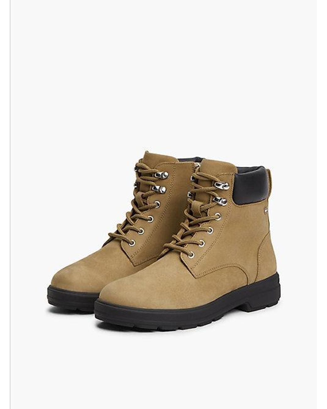 Tommy Hilfiger Brown Waterproof Leather Lace Up Ankle Boots