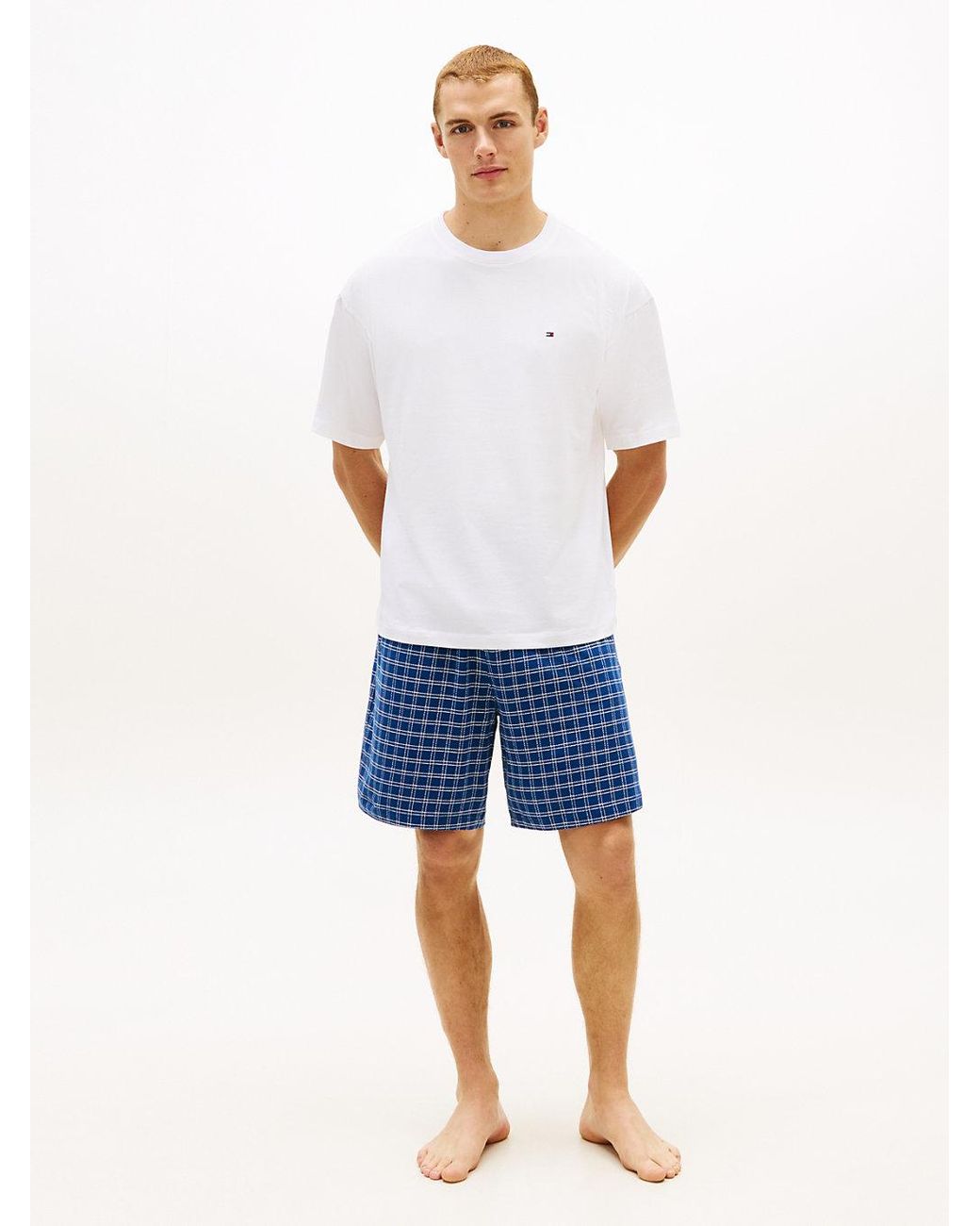 Tommy Hilfiger Blue Original Print Jersey Shorts Pyjamas Set for men