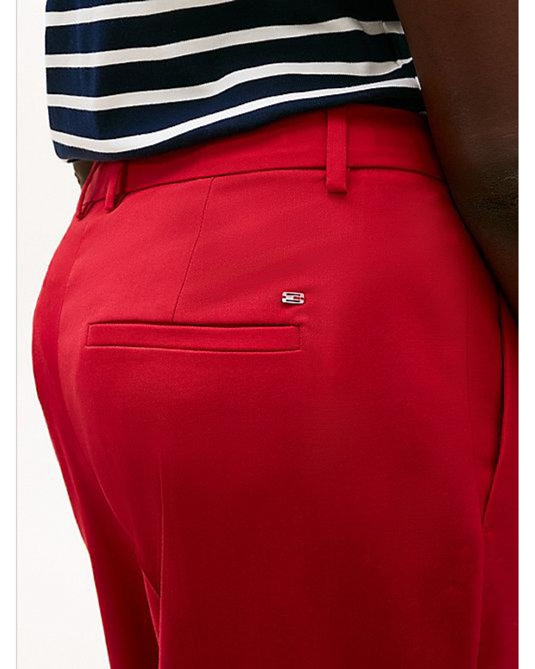 Tommy Hilfiger Red Curve Timeless Wool Blend Straight Leg Trousers