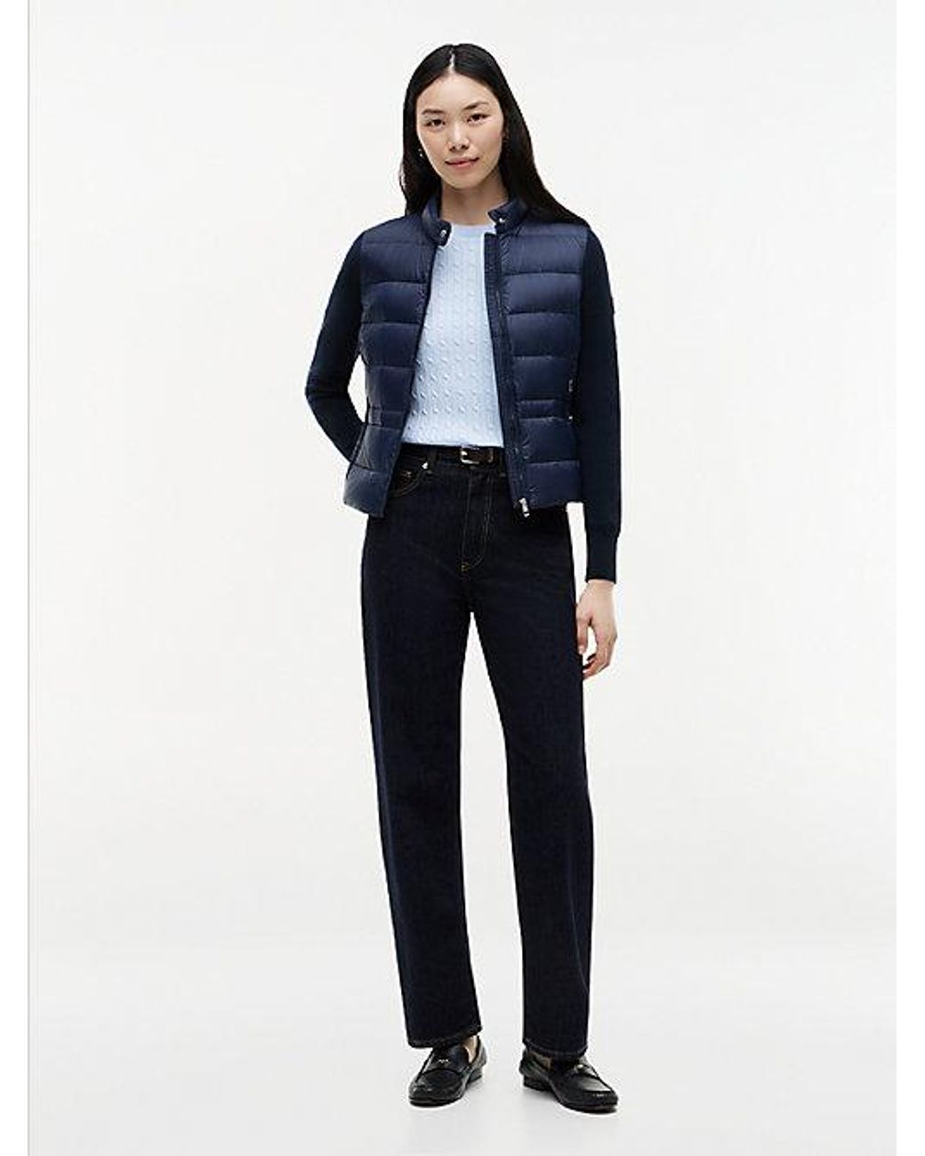 Tommy Hilfiger Blue Mixed Texture Slim Lightweight Down Jacket