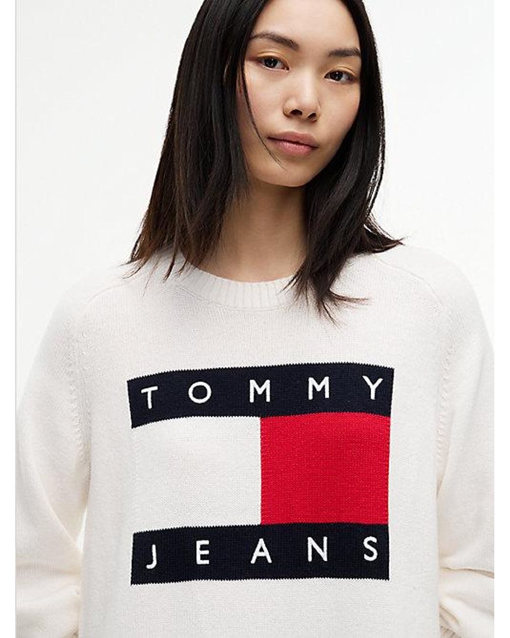 Tommy Hilfiger White Oversized Mini Jumper Dress With Wool