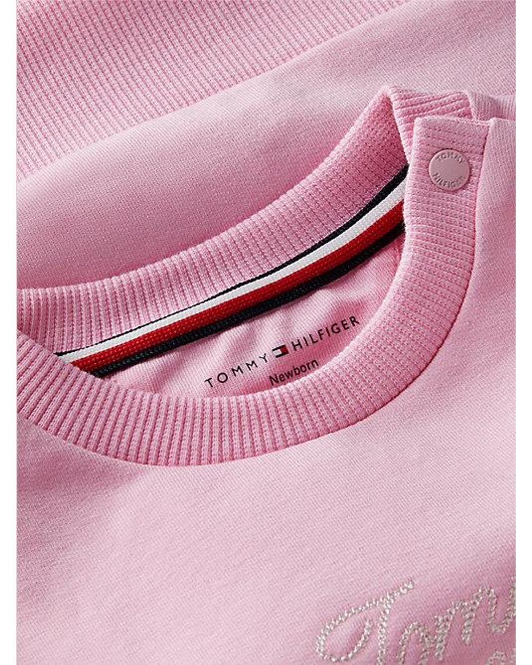 Tommy Hilfiger Pink Rope Logo Sweatshirt And Joggers Sets