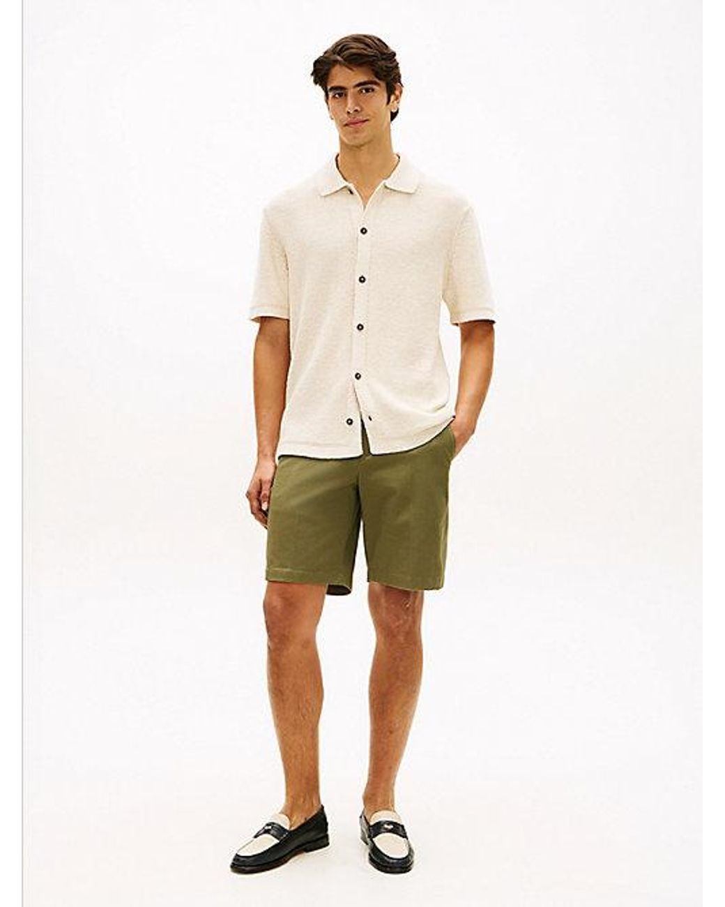 Tommy Hilfiger White Relaxed Fit Knit Short Sleeve Shirt for men