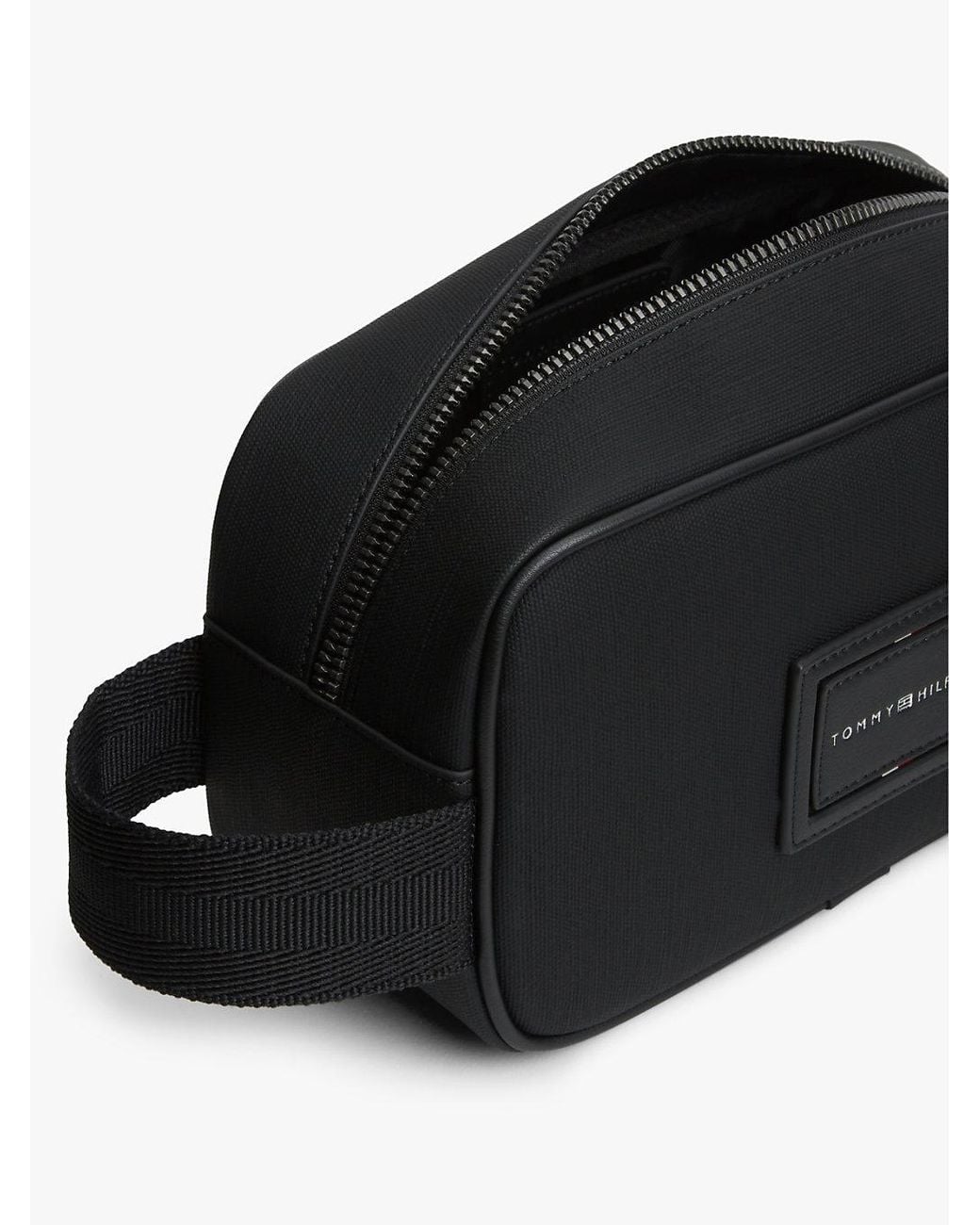 Tommy Hilfiger Black Textile Logo Patch Washbag for men