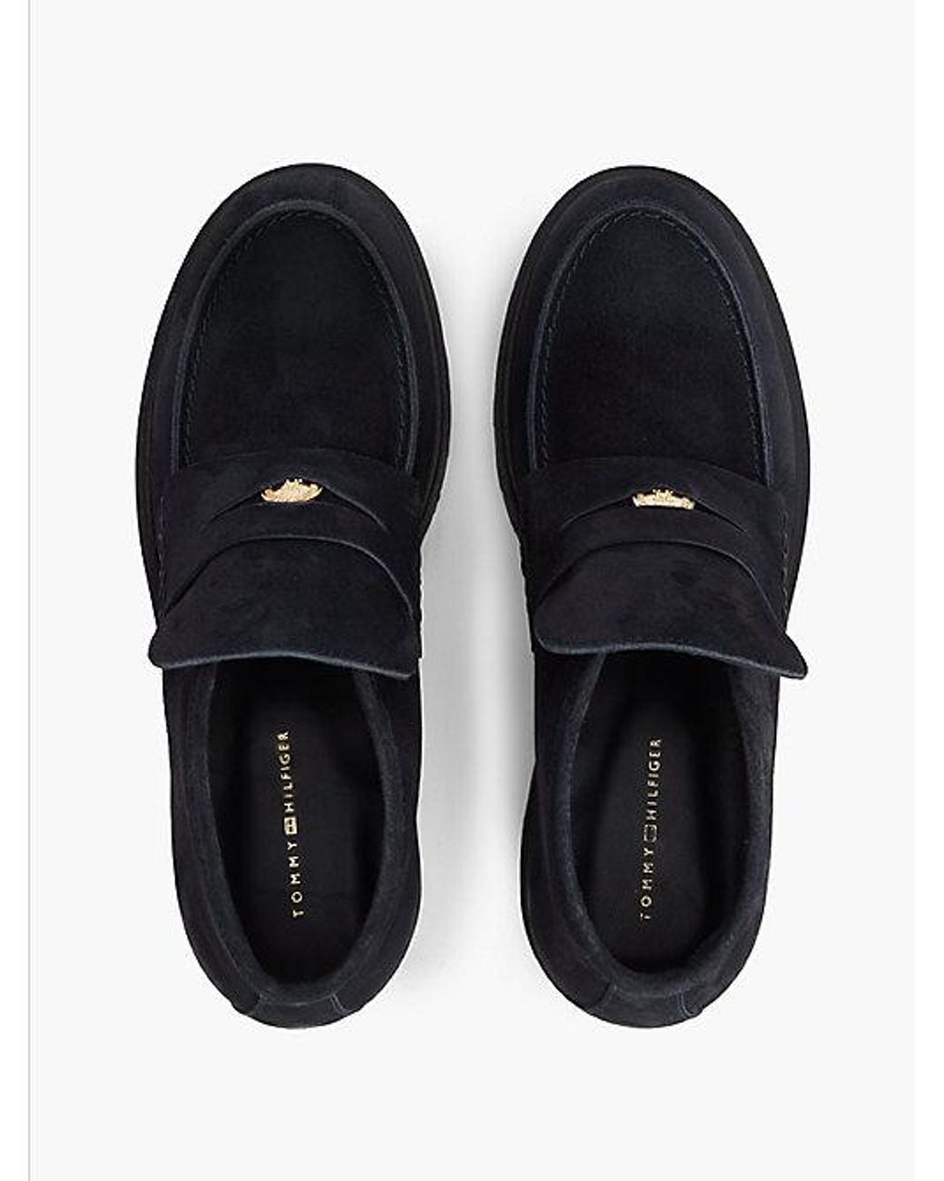 Tommy Hilfiger Black Th Monogram Suede Penny Loafer Boots