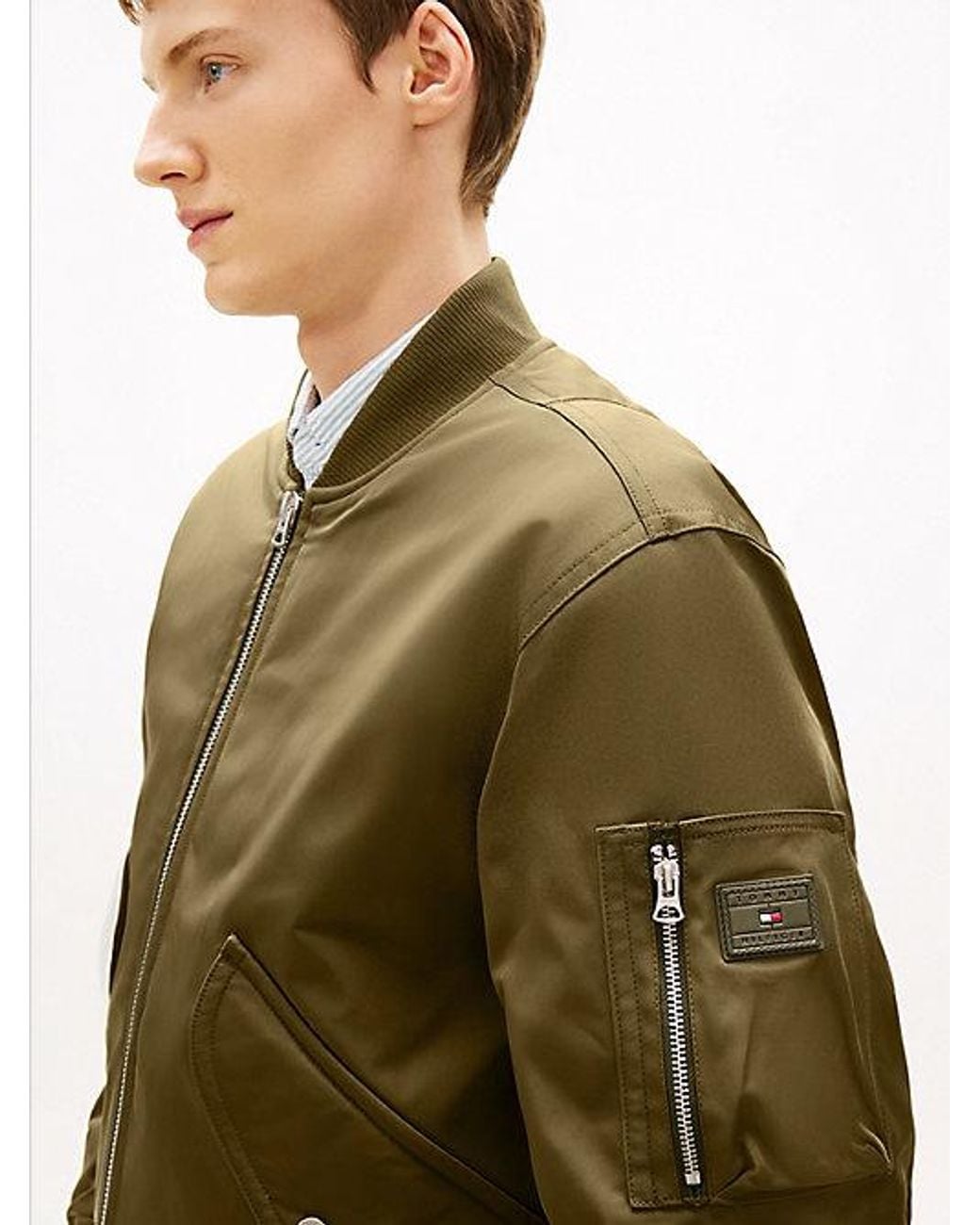 Tommy Hilfiger Green Water Repellent Relaxed Bomber Jacket for men