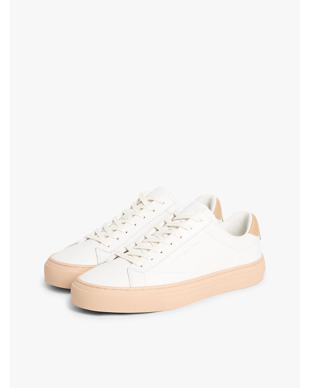 Tommy Hilfiger White Premium Leather Cupsole Trainers for men