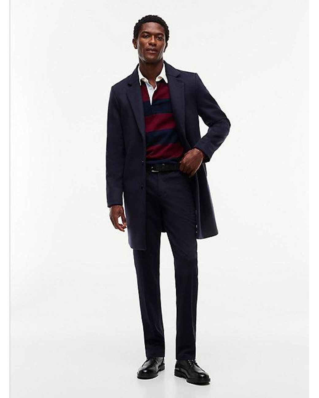 Tommy Hilfiger Blue New York Label Wool Blend Coat for men