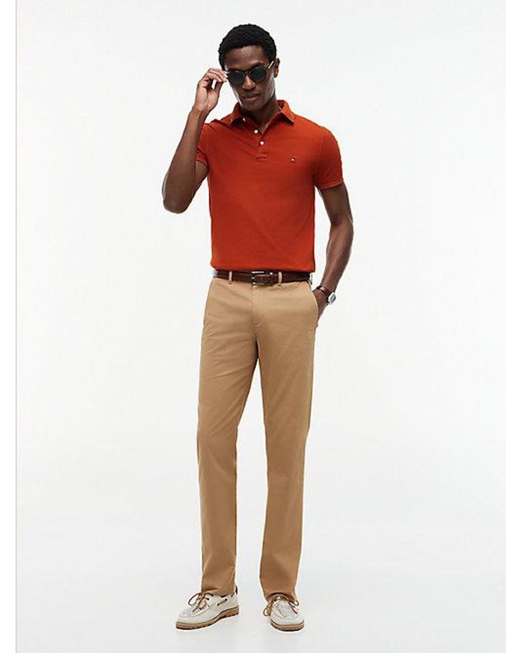 Tommy Hilfiger Red 1985 Slim Fit Pique Polo Shirt for men