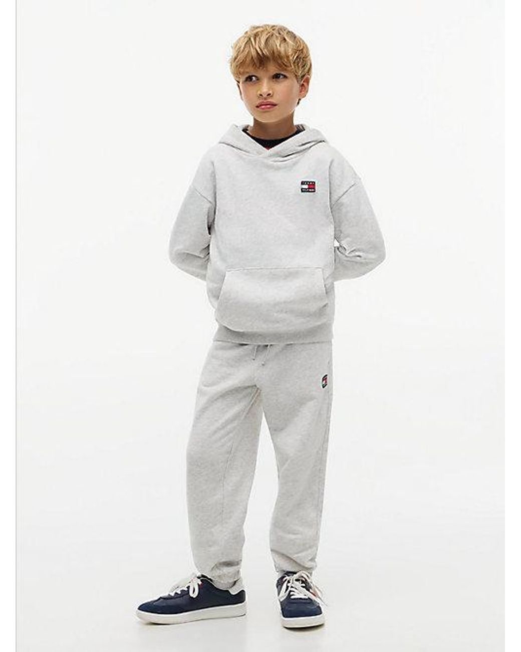 Tommy Hilfiger Gray Flag Logo Terry Cuffed Joggers