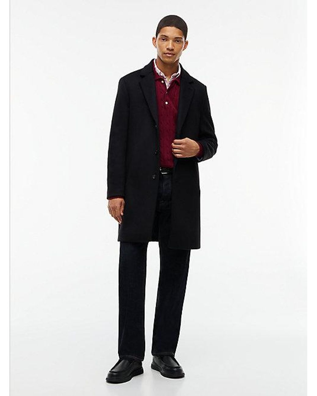 Tommy Hilfiger Blue New York Label Wool Blend Coat for men