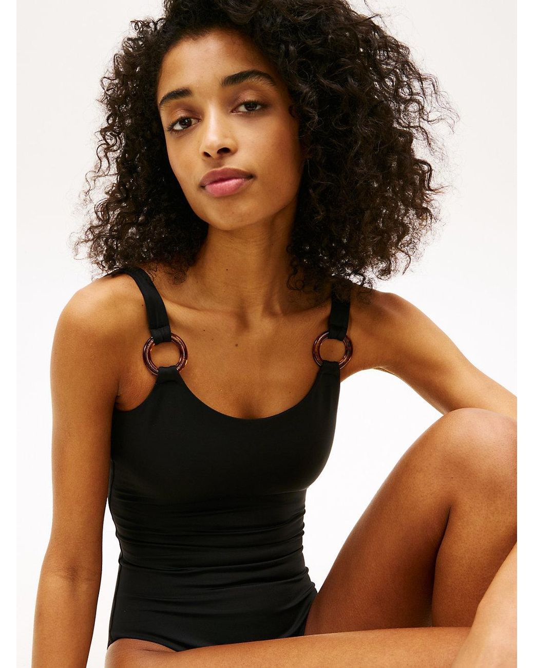 Tommy Hilfiger Black Flag Scoop Back Swimsuit