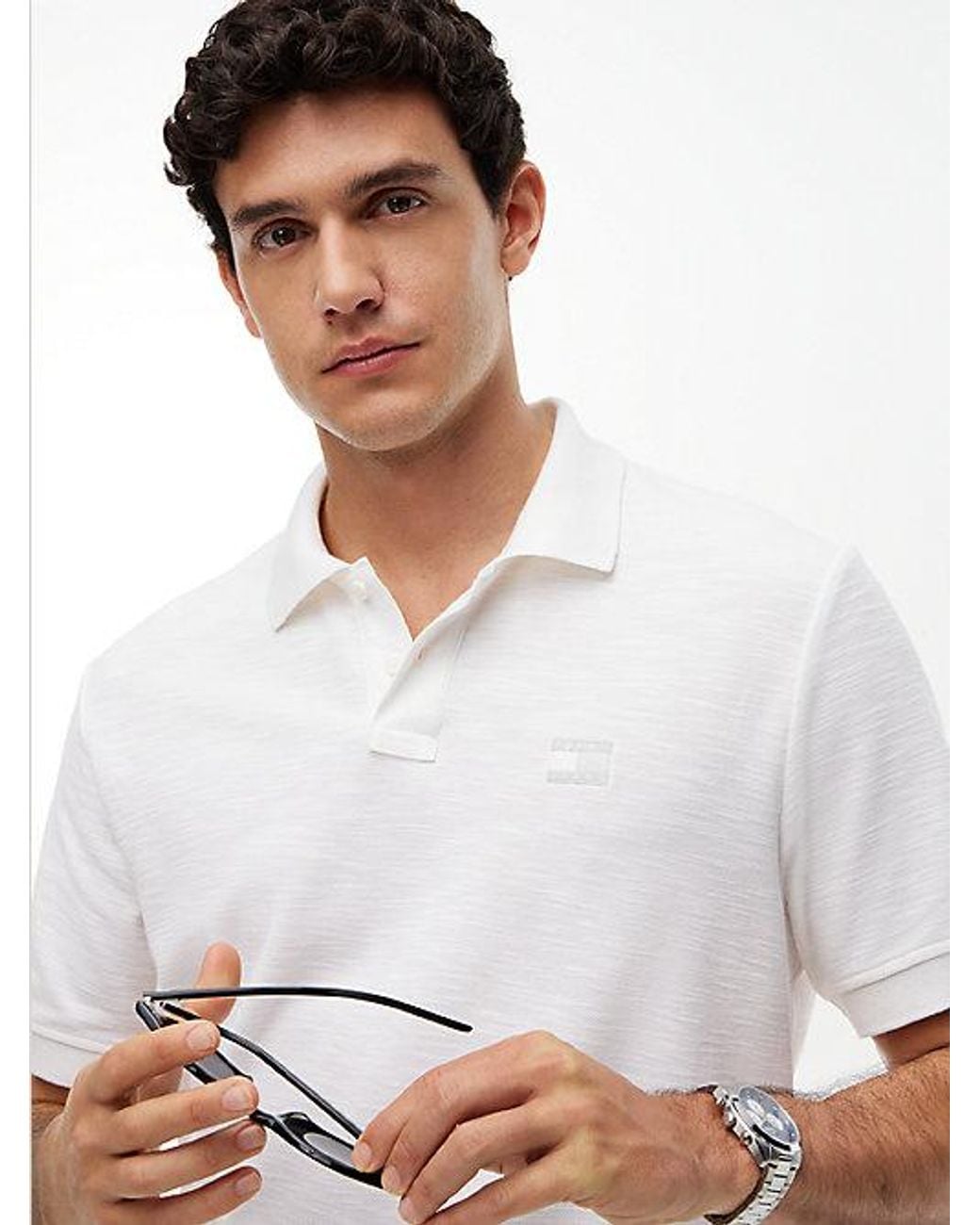 Tommy Hilfiger White Tommy Jeans Tommy Badge Pique Polo Shirt for men