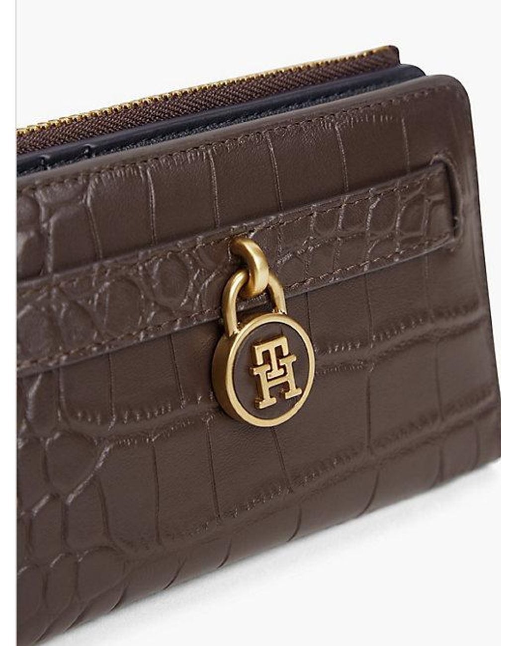 Tommy Hilfiger Brown The American Icon Croco Leather Bifold Wallet