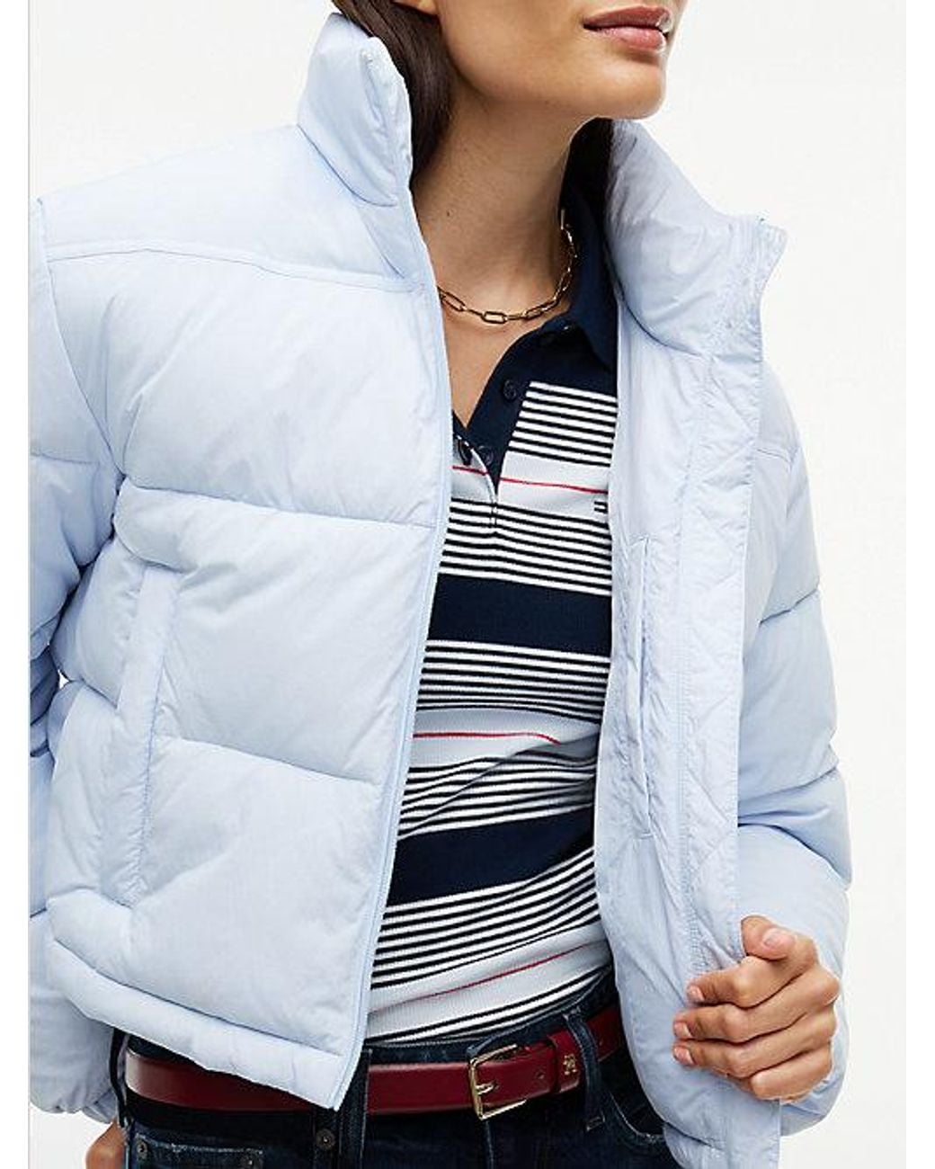 Tommy Hilfiger Blue Tommy Jeans Back Logo Cropped Puffer Jacket