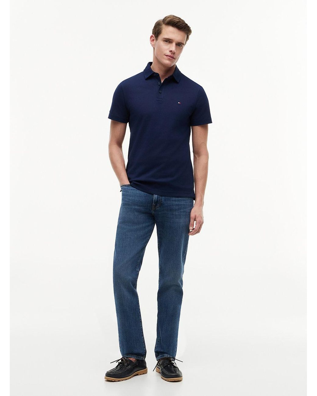 Tommy Hilfiger Blue Regular Fit Mesh Jersey Polo Shirt for men