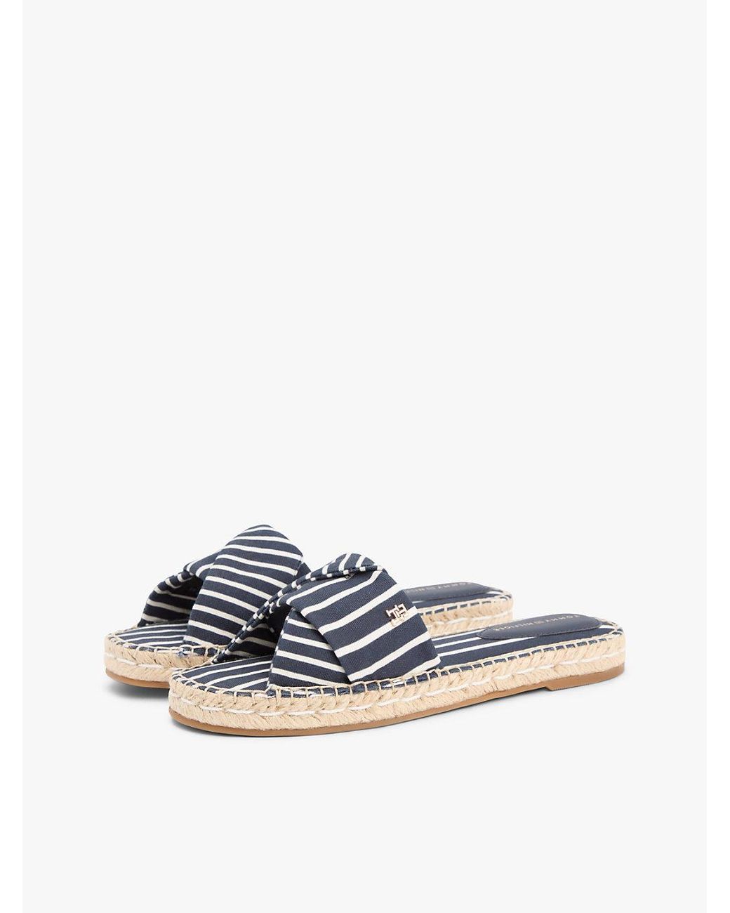 Tommy Hilfiger Multicolor Canvas Th Monogram Stripe Espadrille Mules