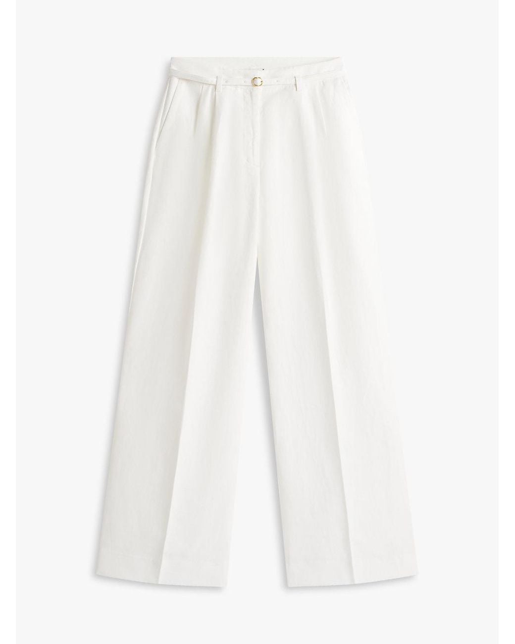 Pantalon Ample En Lin Mélangé À Ceinture Tommy Hilfiger en coloris White