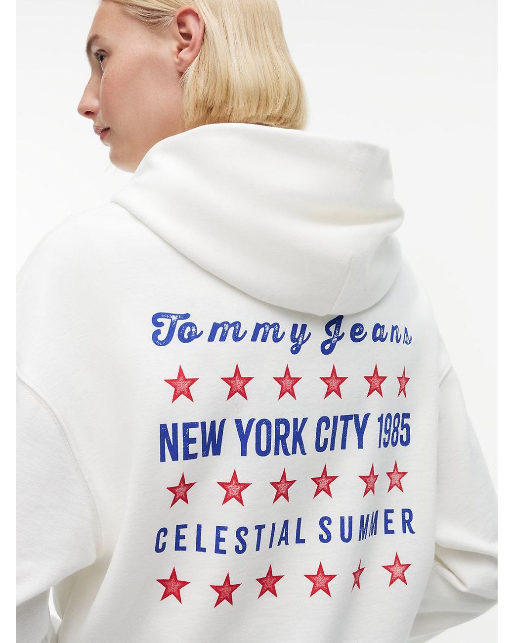 Tommy Hilfiger White Back Graphic Boxy Hoody