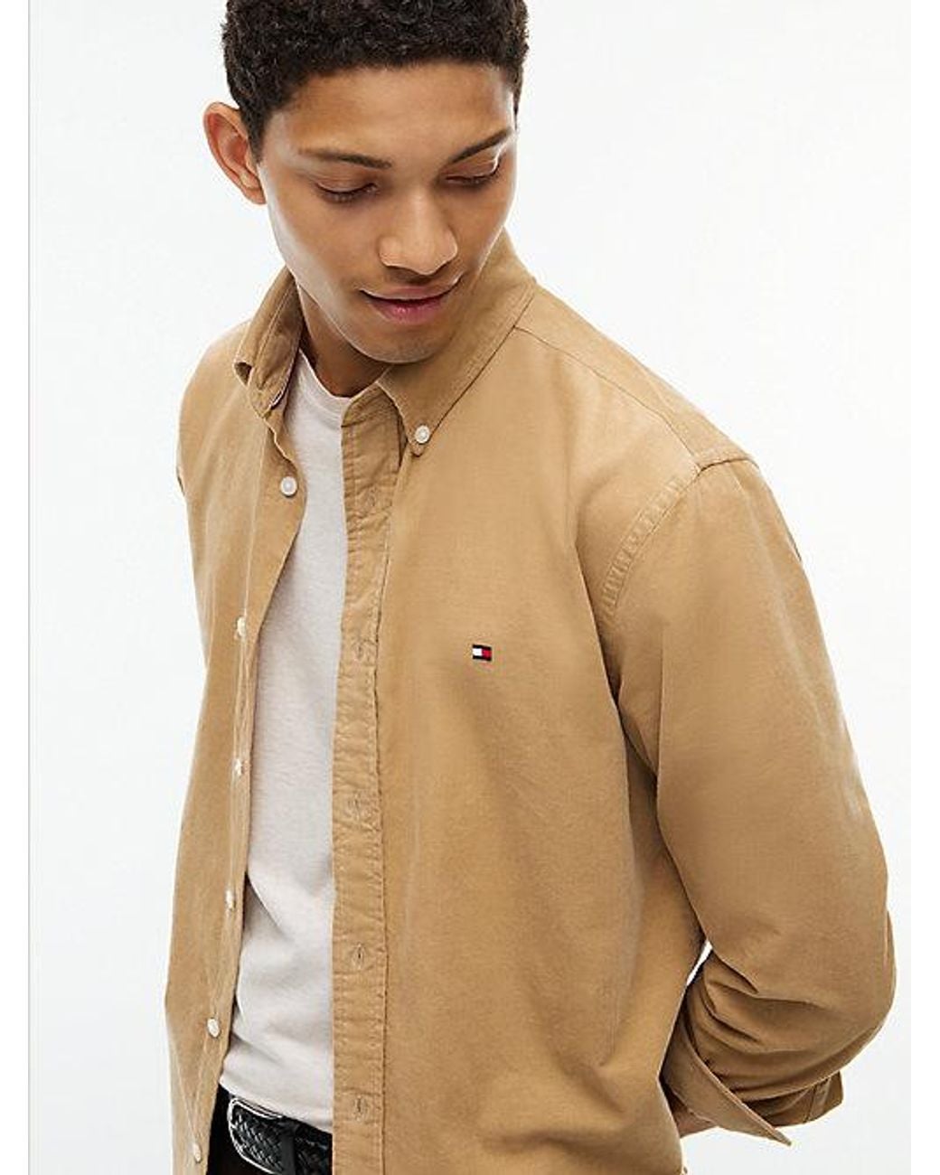 Tommy Hilfiger Natural Regular Fit Fine Corduroy Shirt for men