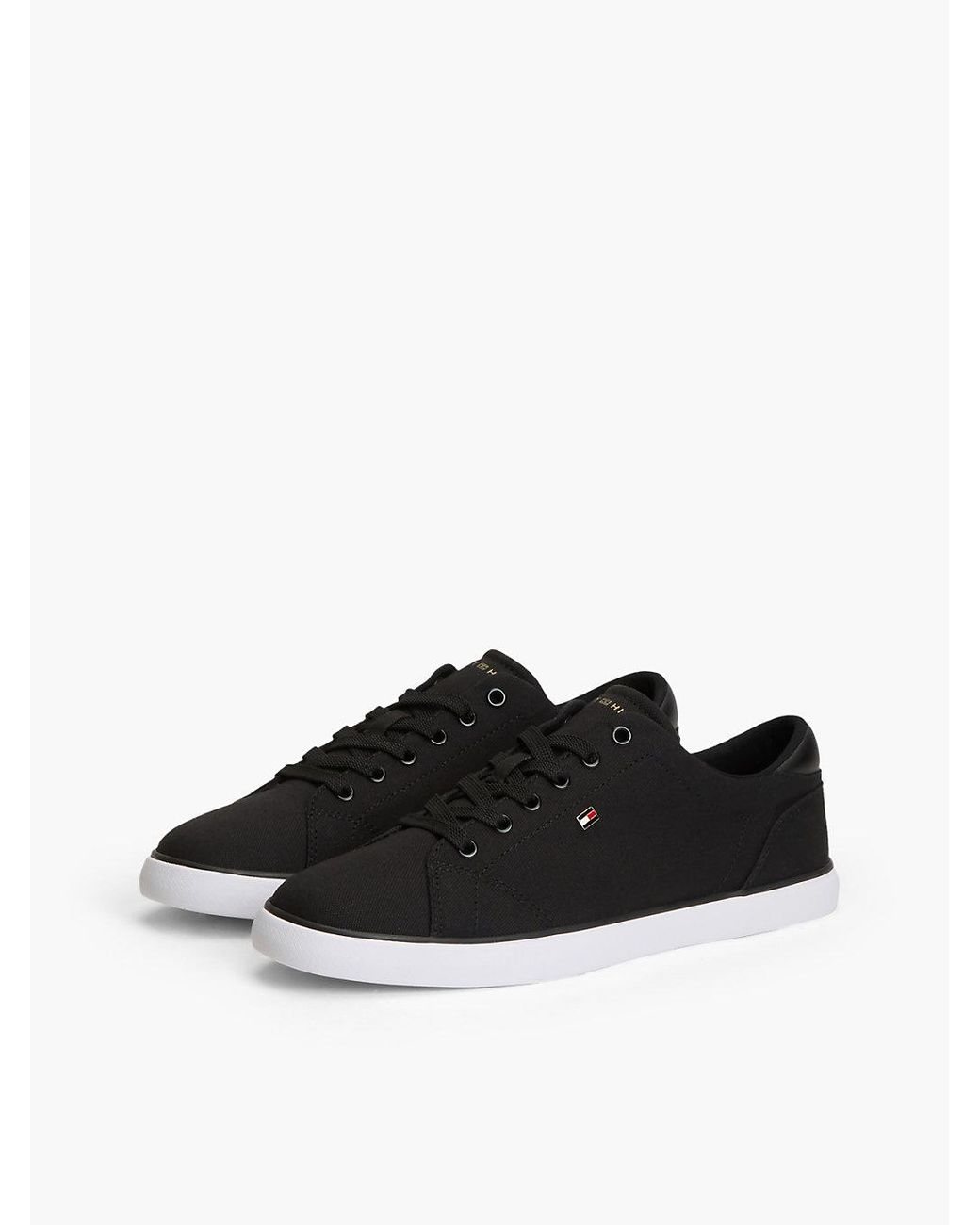 Tommy Hilfiger Black Low Profile Canvas Lace-Up Trainers