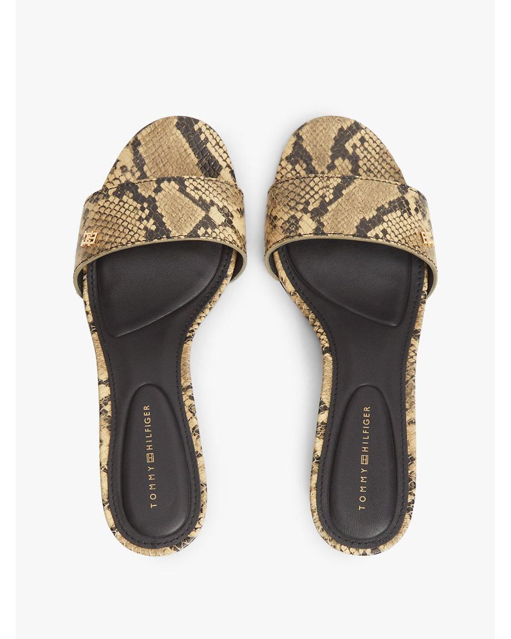 Tommy Hilfiger Multicolor Print Leather Heeled Mules