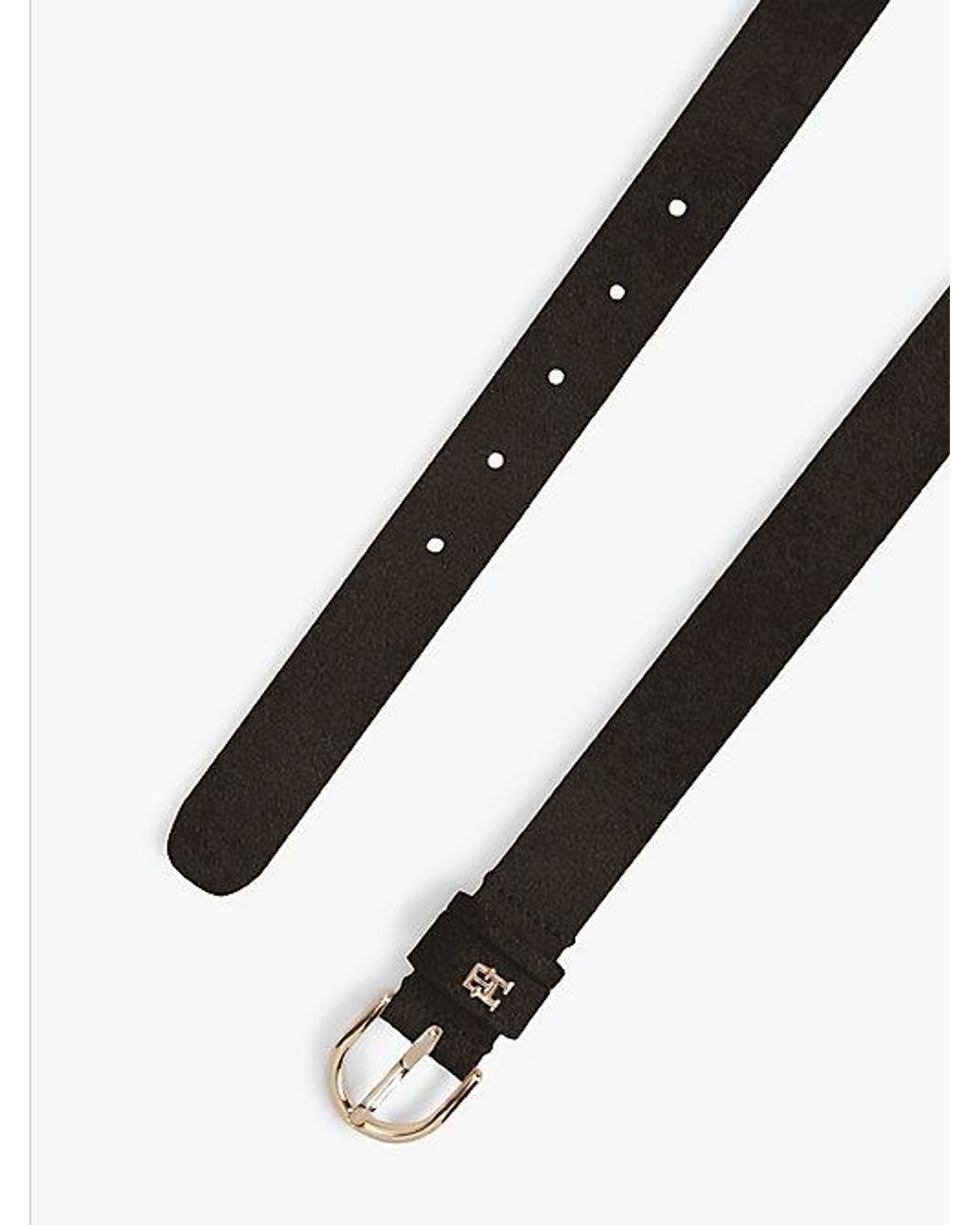 Tommy Hilfiger Black Essential Rounded Buckle Suede Belt