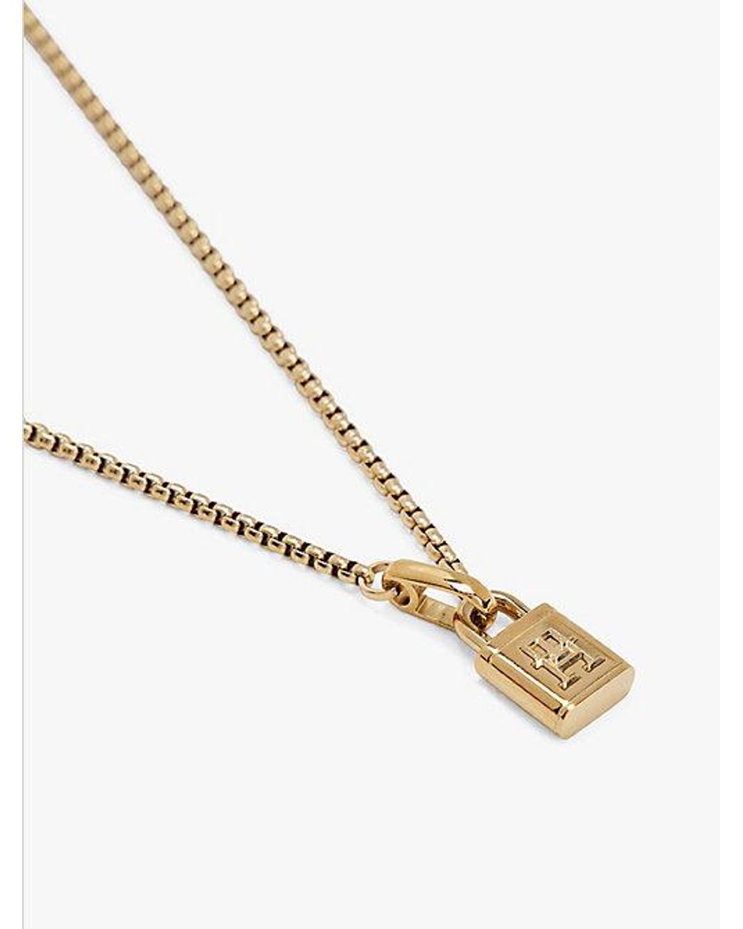 Tommy Hilfiger Yellow Th Monogram Padlock Plated Necklace