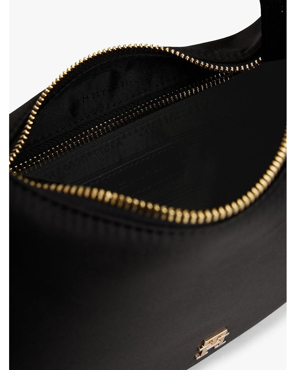 Tommy Hilfiger Black Satin Bracelet Handle Hobo Bag