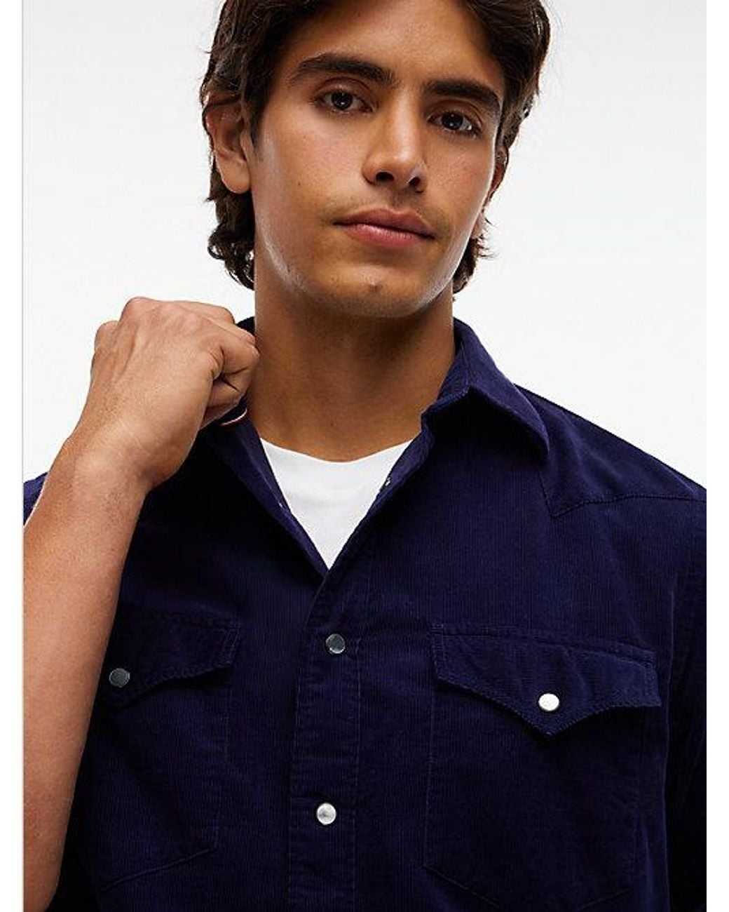 Tommy Hilfiger Blue Regular Fit Western Corduroy Shirt for men