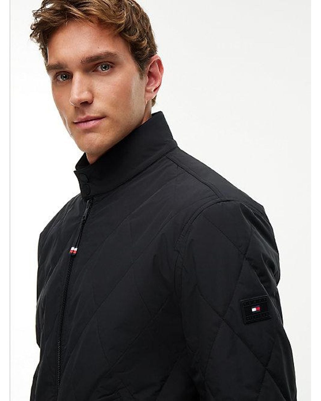 Tommy Hilfiger Blue Water Repellent Packable Quilted Harrington Jacket for men