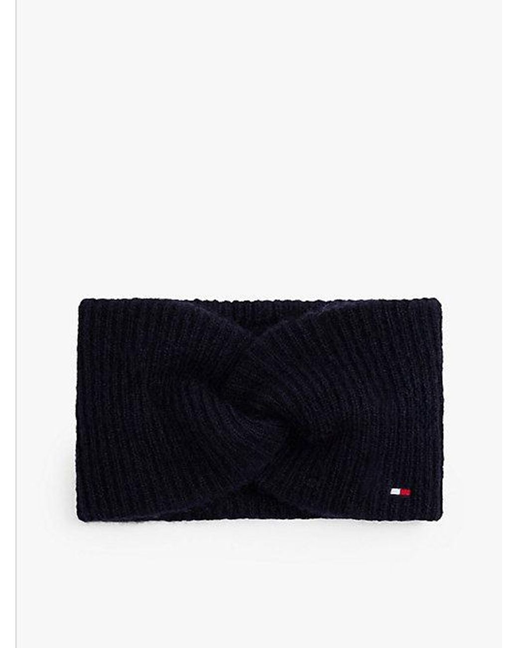 Tommy Hilfiger Black Hilfiger Flag Fuffy Twist Headband With Wool