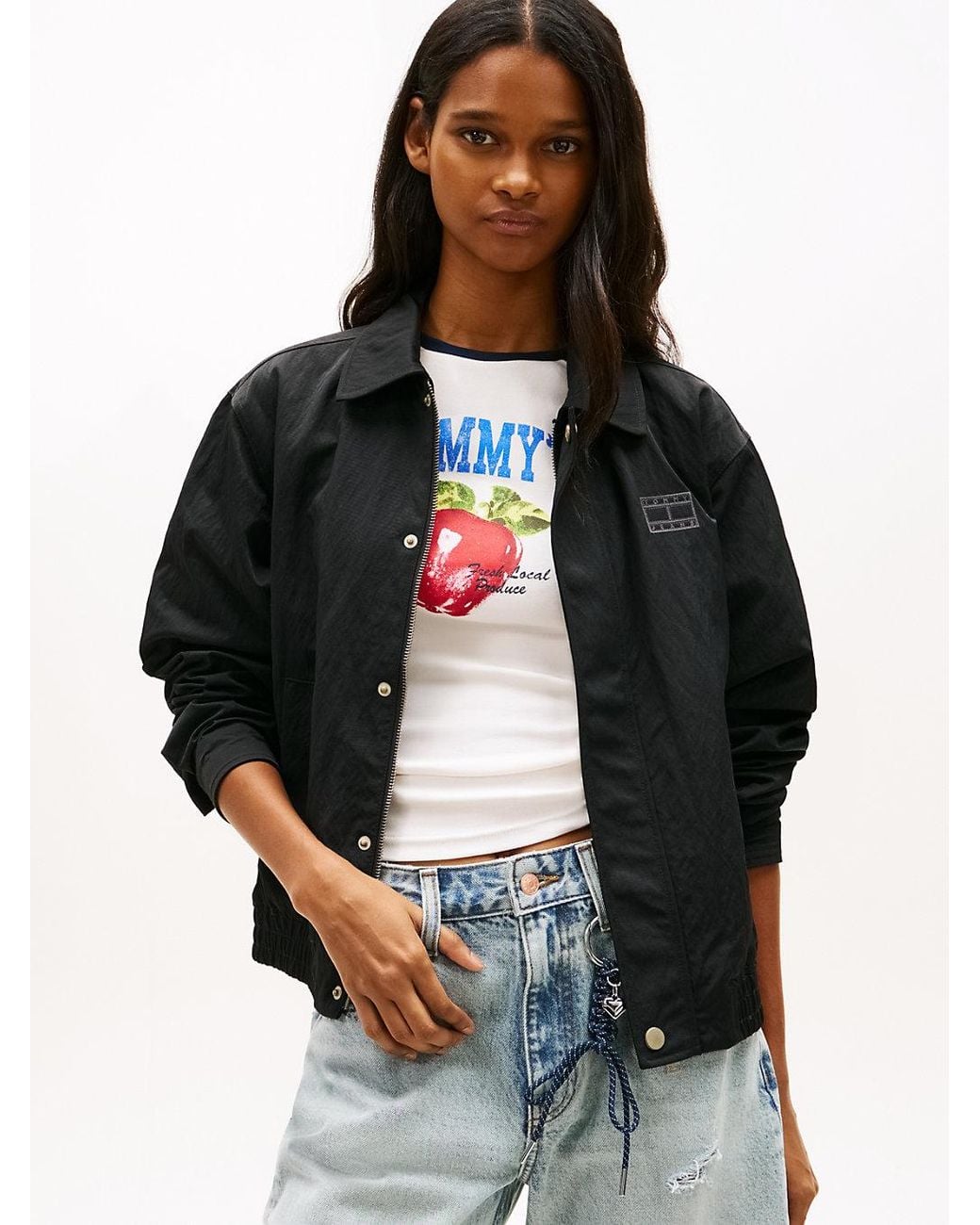Tommy Hilfiger Gray Tommy Badge Water Repellent Coach Jacket