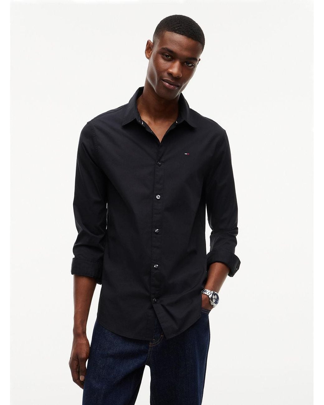 Tommy Hilfiger Black Slim Fit Poplin Shirt for men