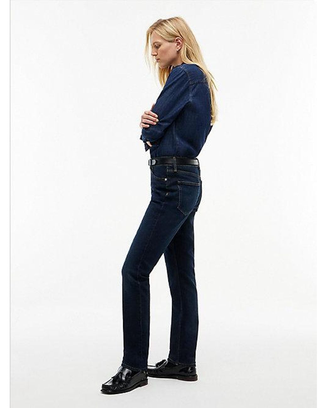Tommy Hilfiger Blue Harlow Mid Rise Skinny Whiskered Jeans