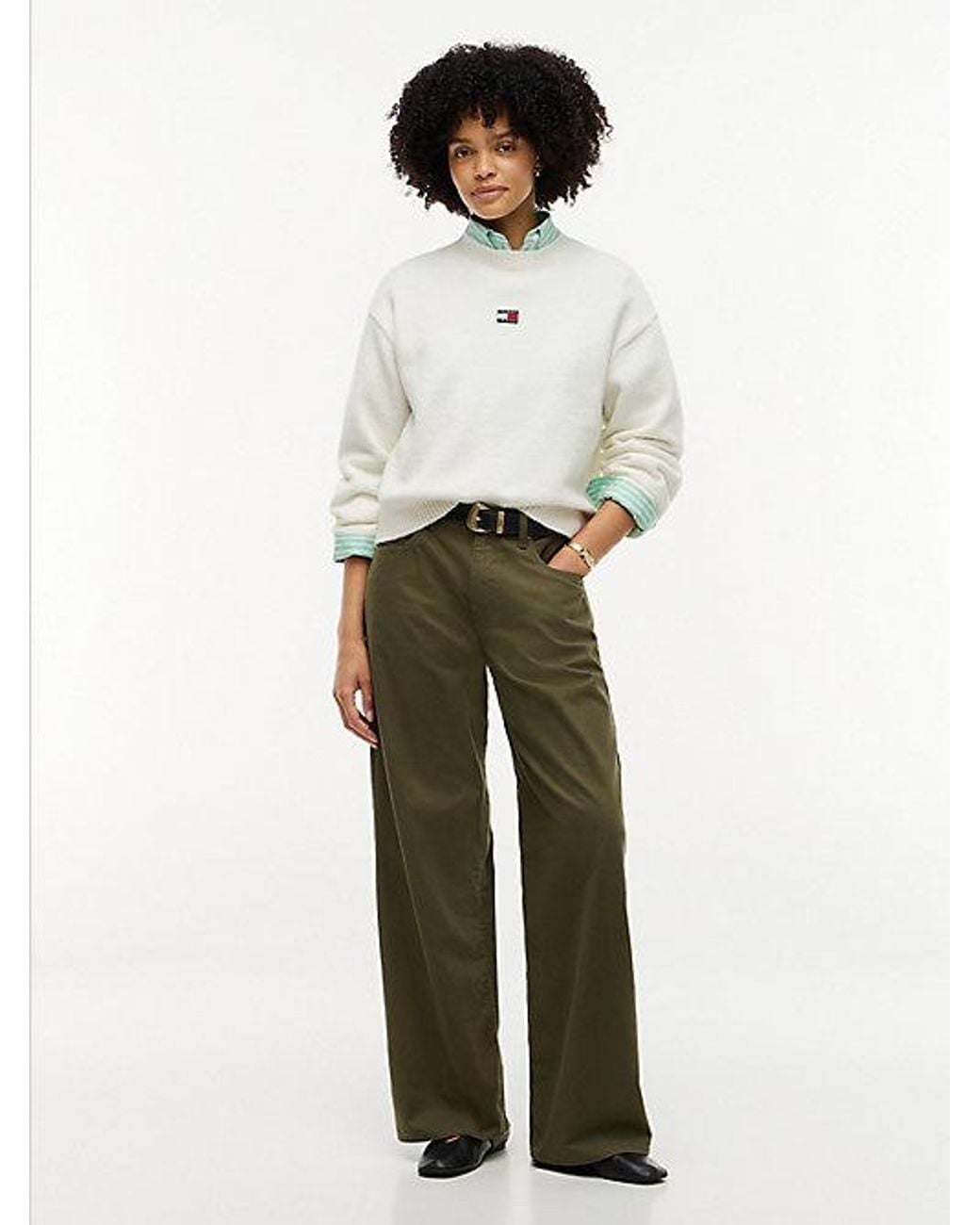 Tommy Hilfiger White Tommy Badge Fluffy Jumper With Alpaca