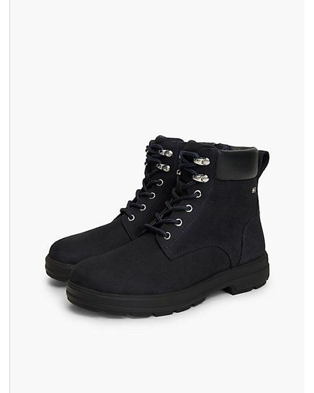 Tommy Hilfiger Black Waterproof Leather Lace Up Ankle Boots